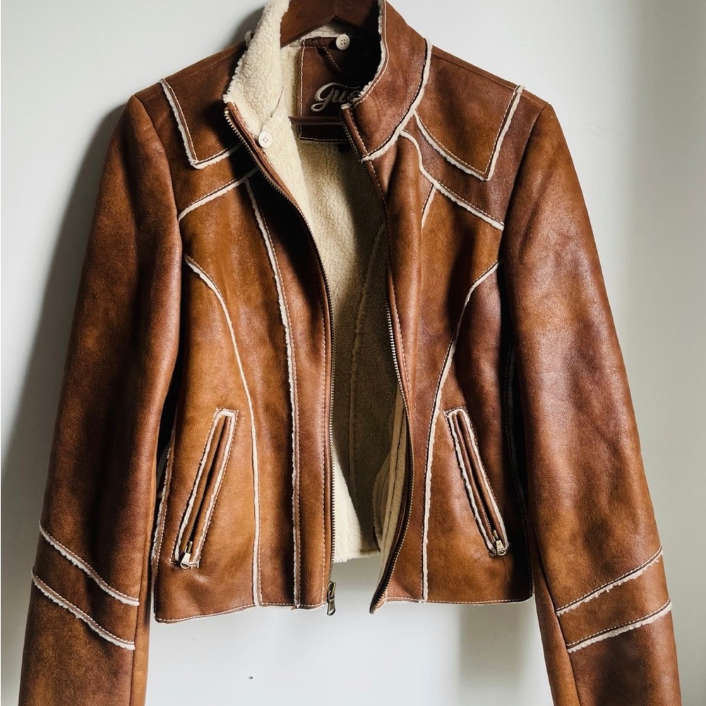 Guess Brown Leather Jacket